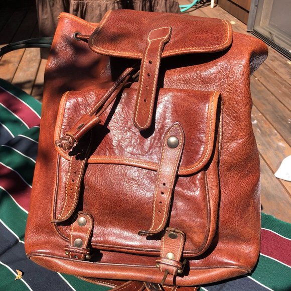 70's Handmade Swiss Leather Backpack - Picture 1 of 5